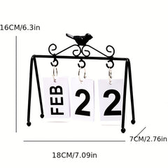 Metal Golden Desk Calendar Flip Perpetual Vintage Home Calendar