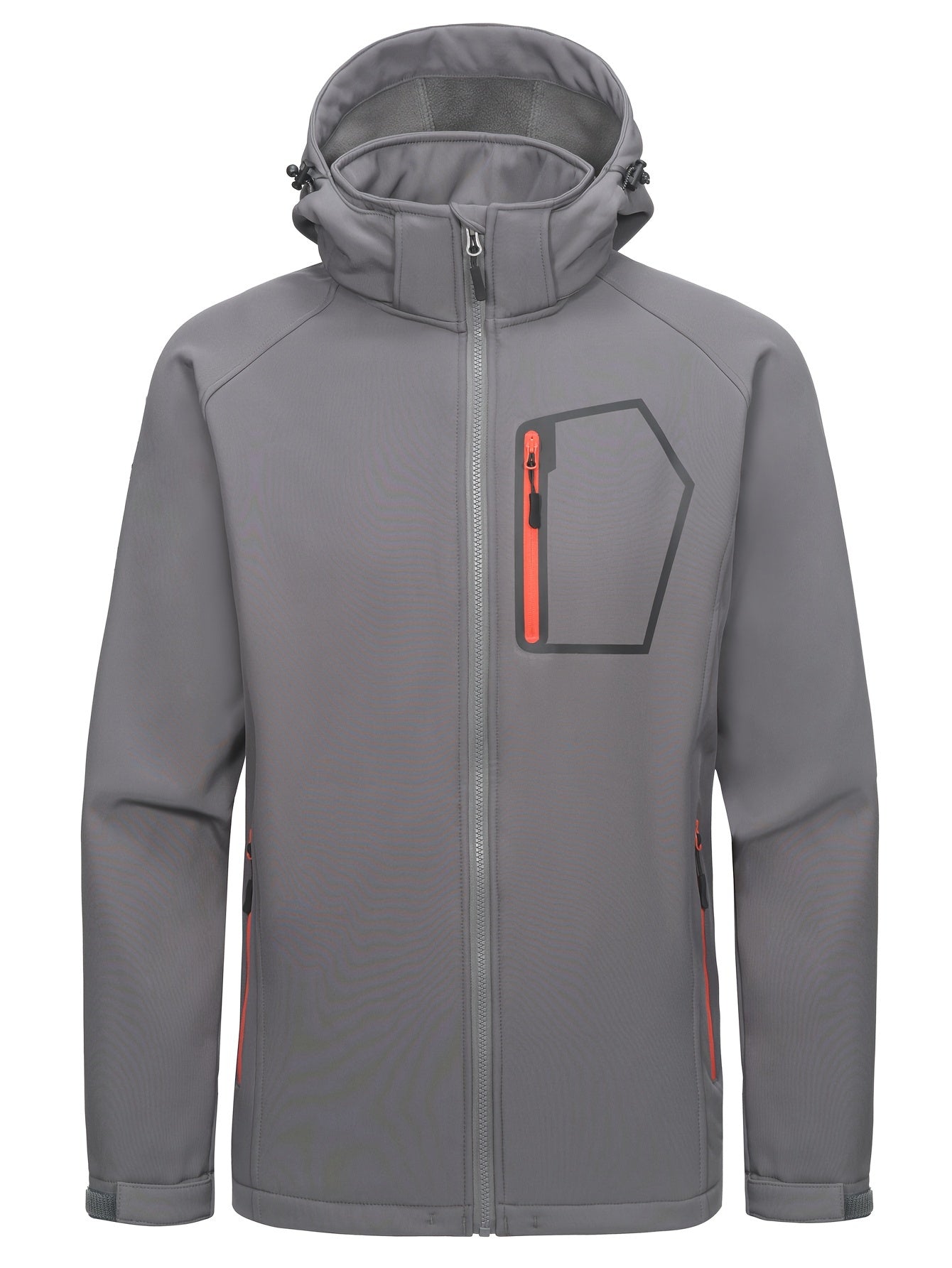 Men's Casual Hooded Softshell Jacket Zipper Pockets Windbreaker