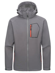 Men's Casual Hooded Softshell Jacket Zipper Pockets Windbreaker
