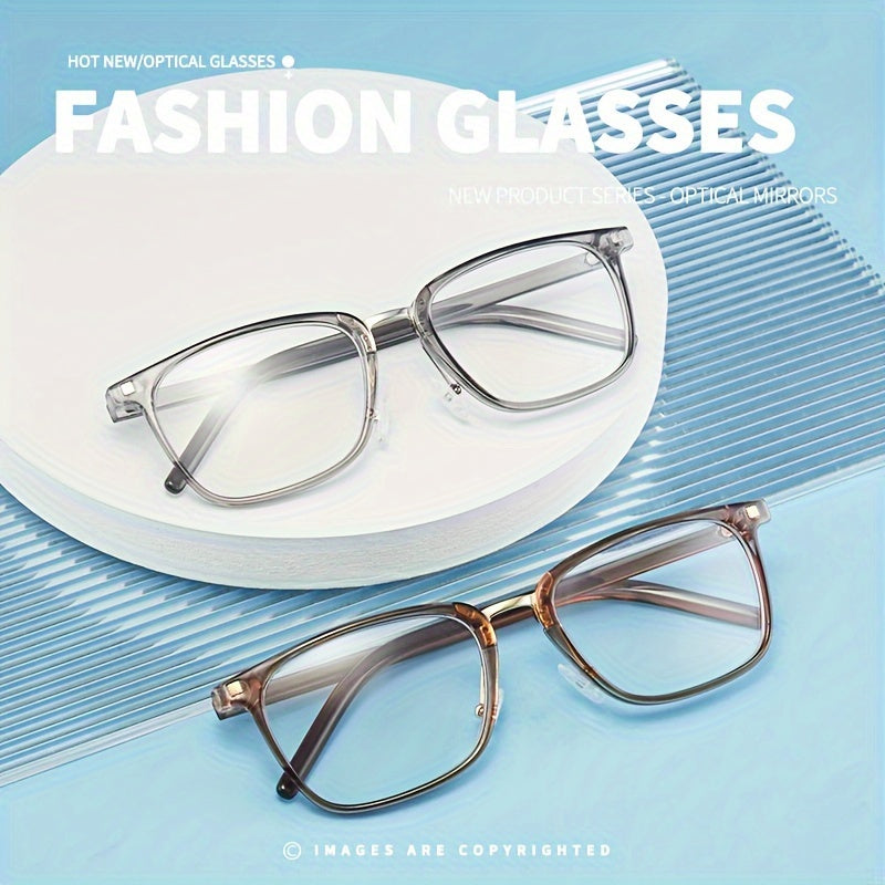 Fashionable Square Frame Glasses Anti Blue Light Blocking Transparent Lens