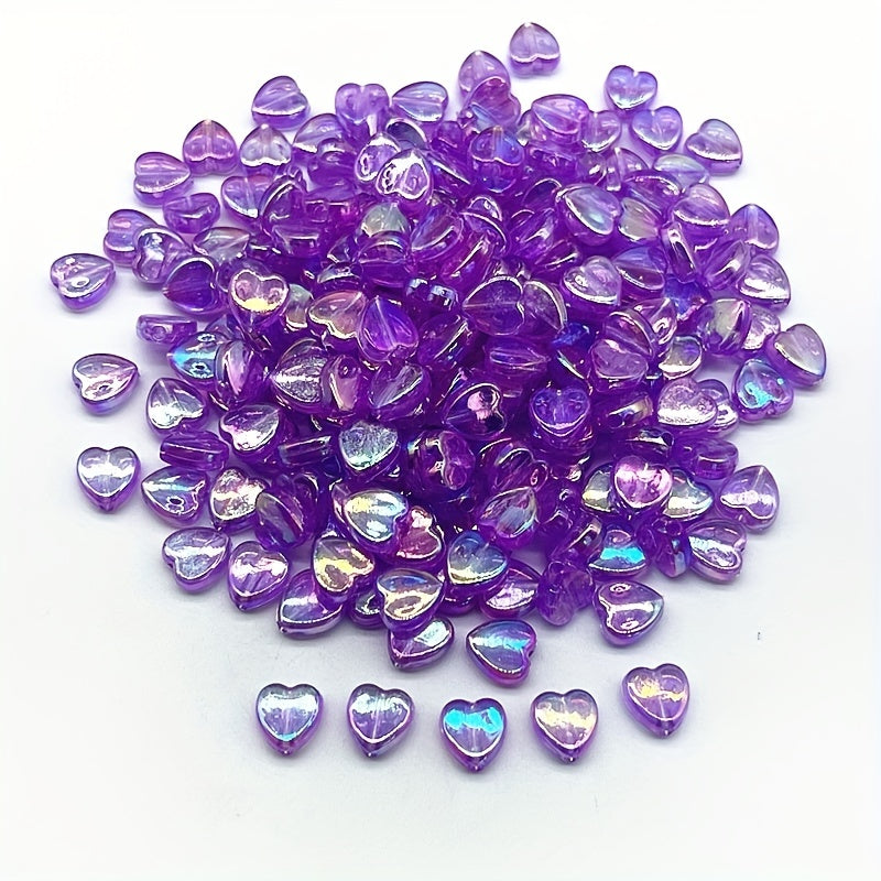 100pcs 8mm AB Heart Shape Acrylic Beads for Jewelry Making