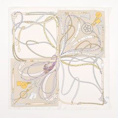 Chain Print Beige Bandana Boho Square Scarf Head Wrap