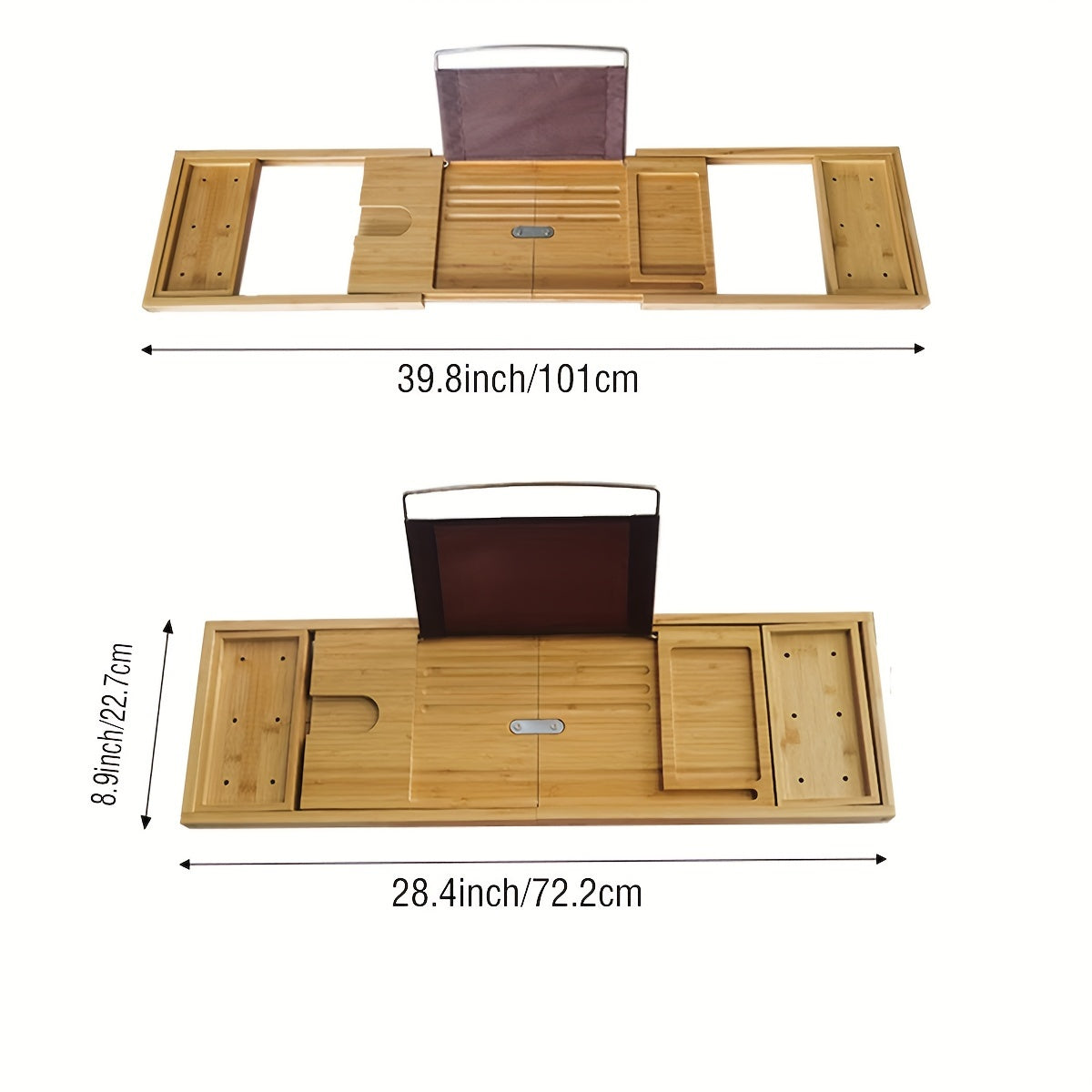 Bamboo Bathtub Caddy Tray Expandable Bath Accessories & Table