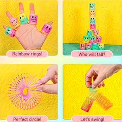 Colorful Mini Plastic Coil Spring Toy Bulk Pack - Stress Relief Spiral Springs