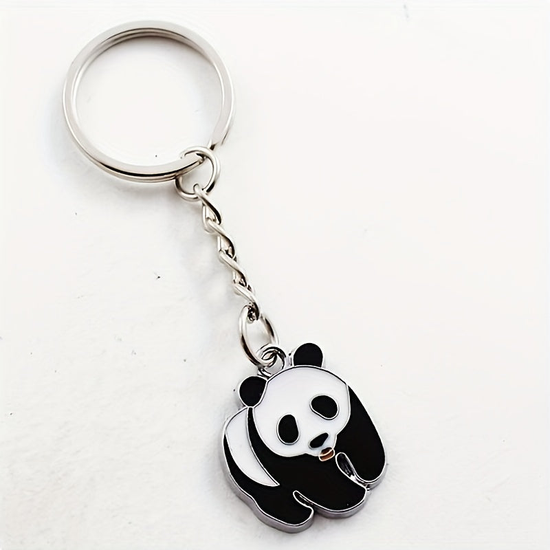 Cartoon Panda Enamel Keychain Animal Key Ring Purse Bag Backpack Car Charm