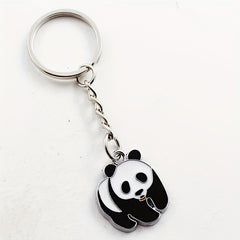Cartoon Panda Enamel Keychain Animal Key Ring Purse Bag Backpack Car Charm