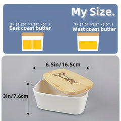 Ceramic Butter Box With Wooden Lid Kitchen Storage Holder