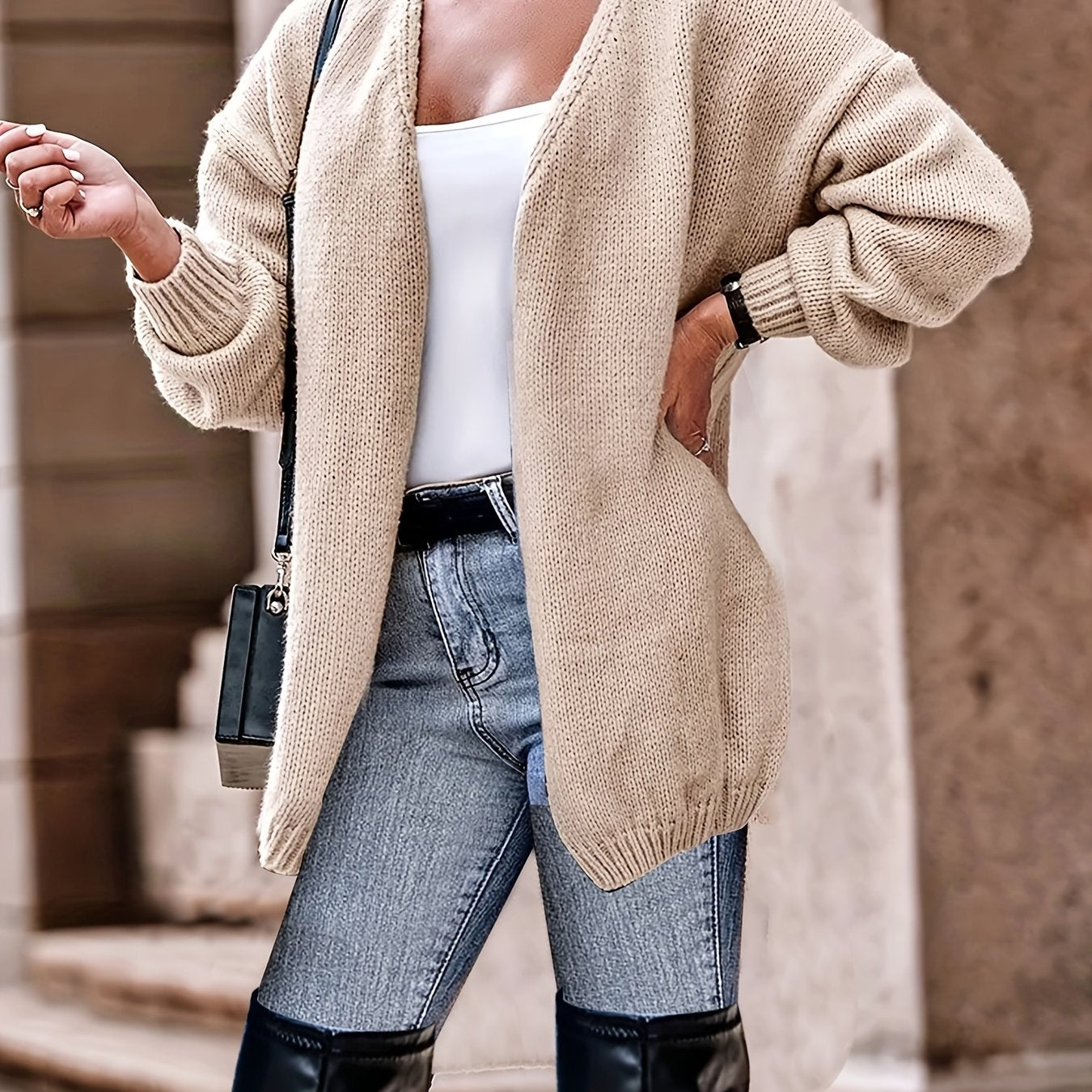  Casual Cardigan Women's Plus Long Sleeve Open Front