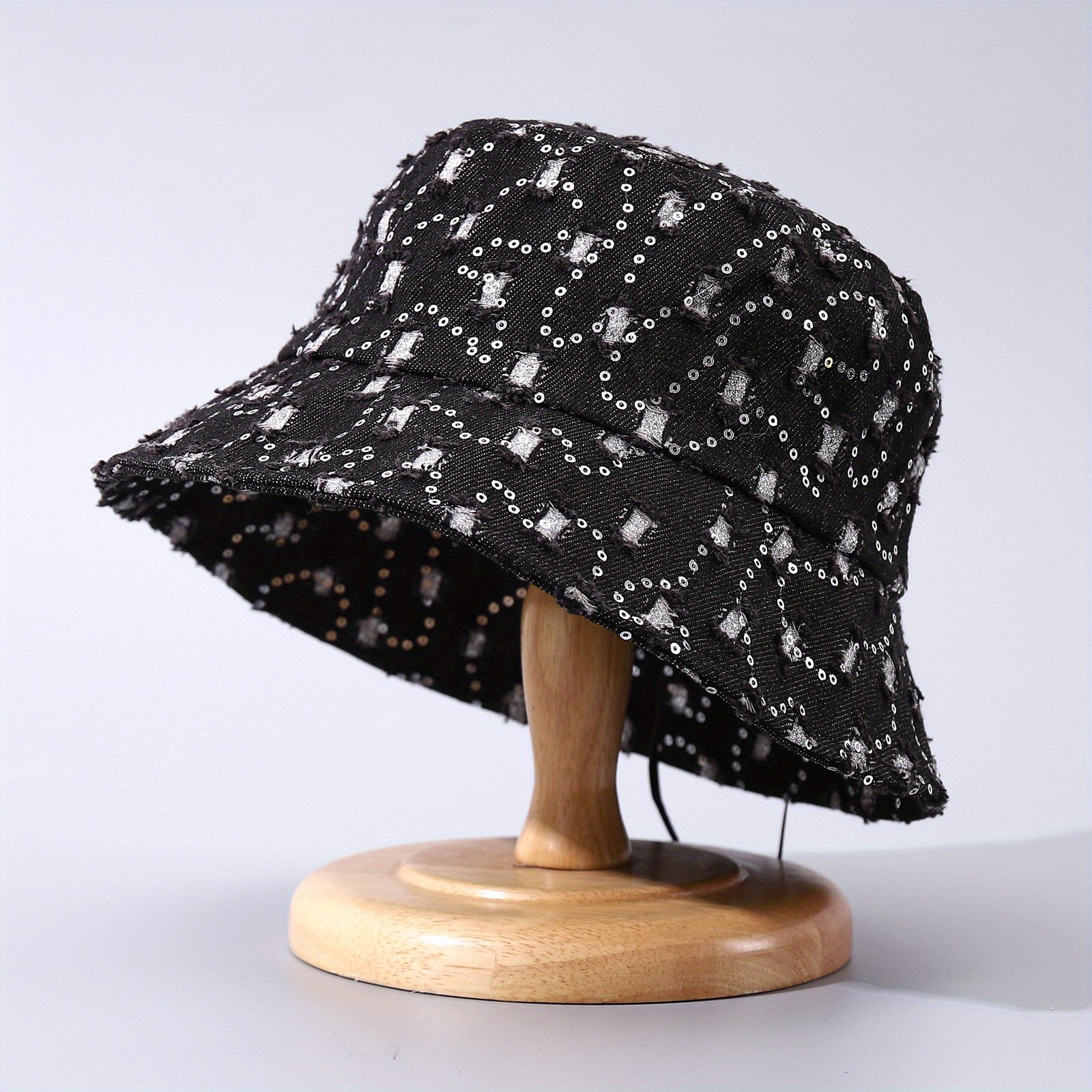 Sequin Decor Bucket Hat Lightweight Beach Basin Hat Unisex Hip Hop