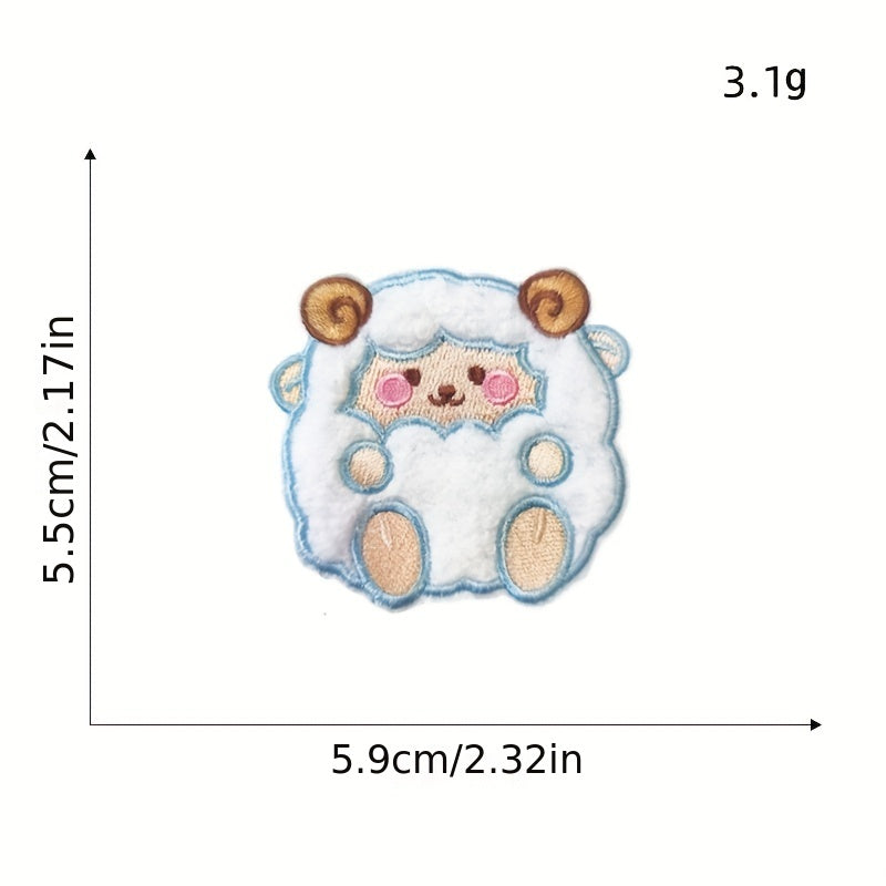7pc Plush Iron On Patches Embroidered Applique DIY Crafts For Clothing