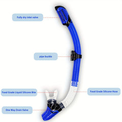 Adults Dry Snorkel with Top Drying Valve & Food Silicone