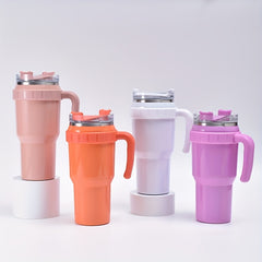 40oz Insulated Stainless Steel Tumbler with Handle, Straw & Lid