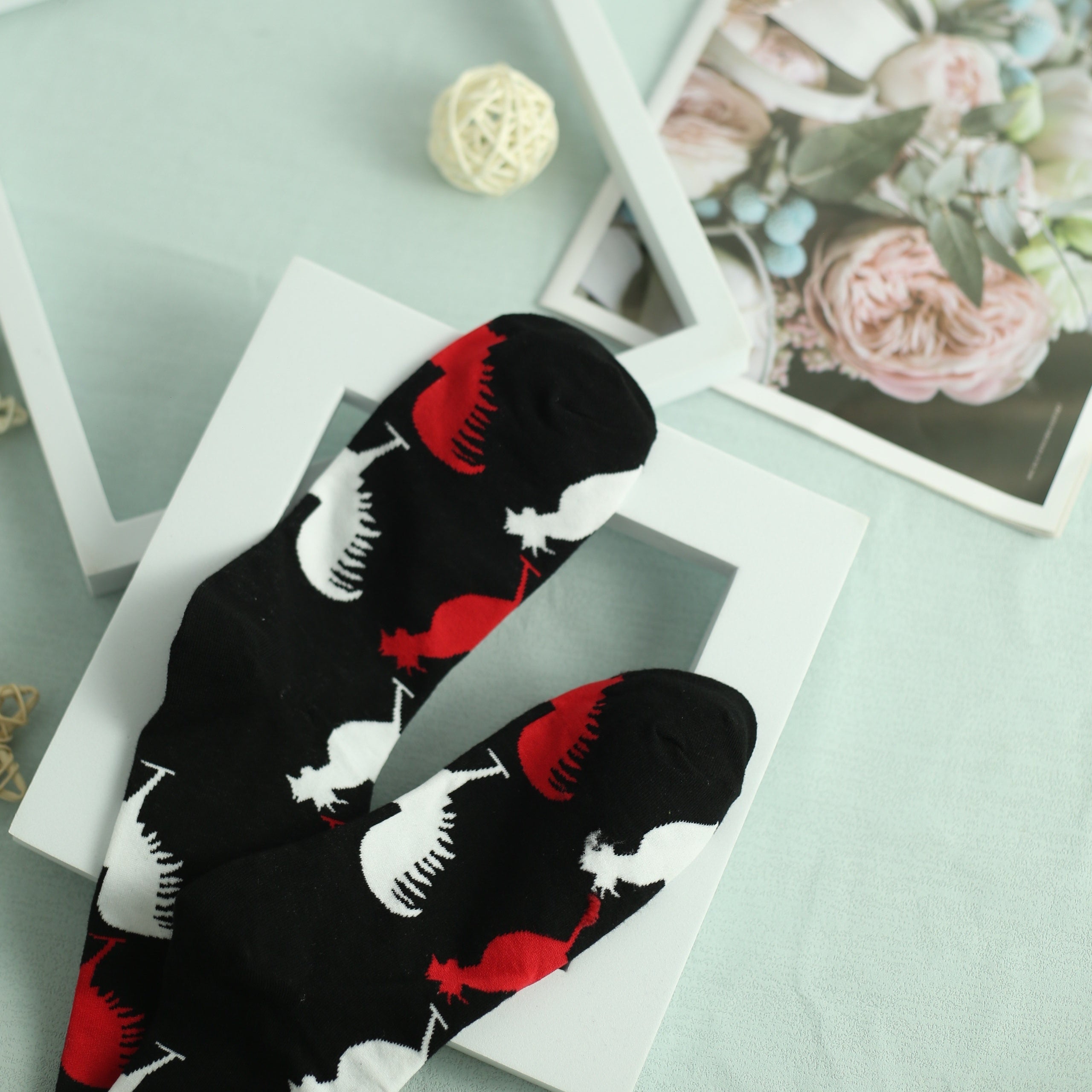 Rooster Pattern Socks Women's Mid Tube Stockings