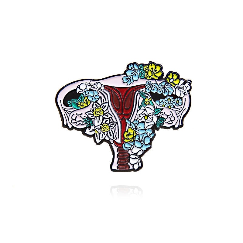 Anatomy Organs Flower Brooch Visceral Skeleton Pin