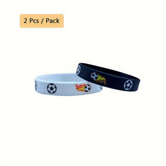 Flame Football Ball Games Theme Silica Gel Bracelet 2Pcs Pack
