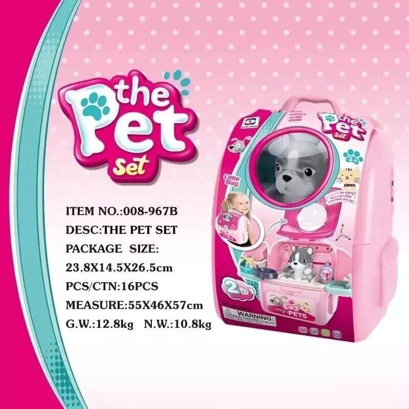 Backpack Pet Care Play Set Grooming Toys for Kids