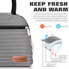 BALORAY Insulated Lunch Bag Leopard Print Striped Pearl Aluminum Foil