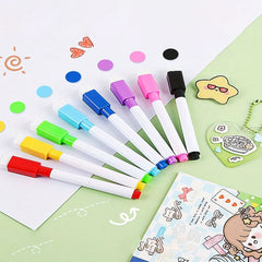 8pcs Erasable Whiteboard Markers - Colorful Wipe-Clean Washable Pens