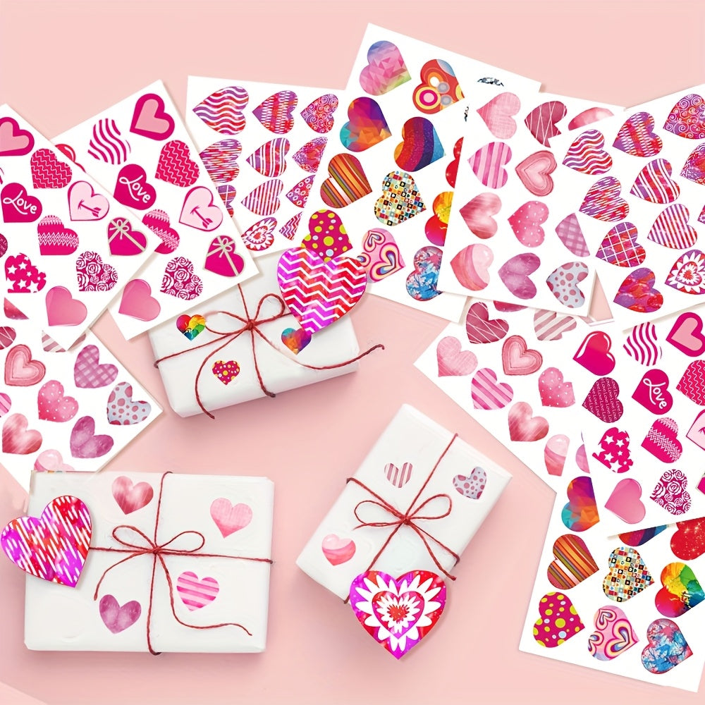 4pcs Valentine's Theme Heart Stickers Self Adhesive Decals for Party Decorations