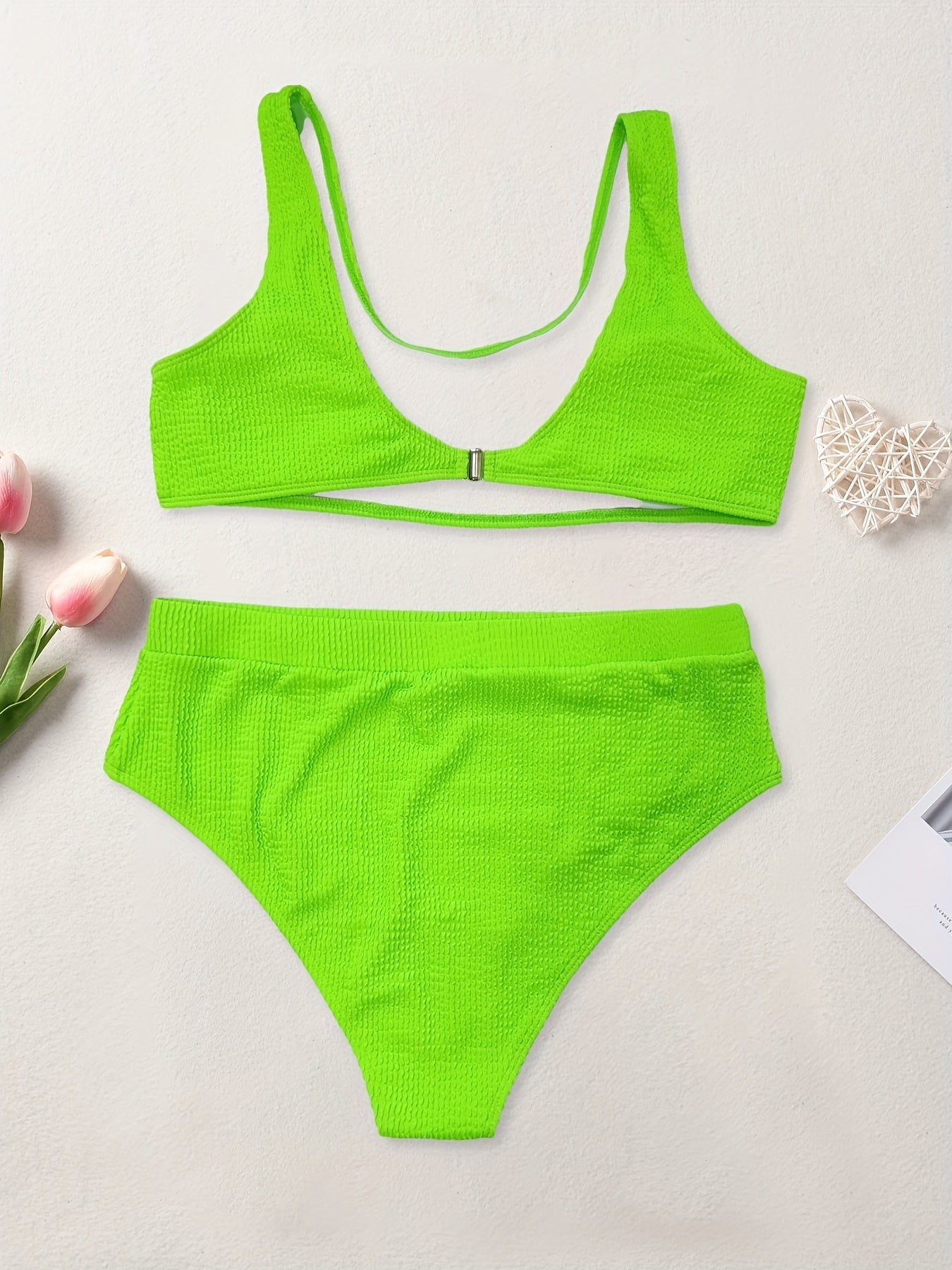  Sexy Bikini Set - Striped Print High Stretch Tank Top & Underwear