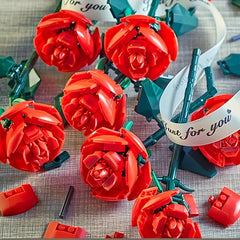 DIY Red Roses Blocks Flowers Gift Girlfriend