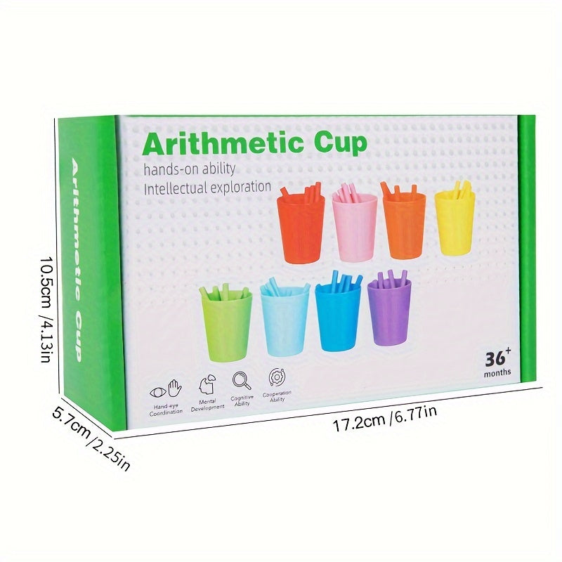 Wooden Sorting Puzzles Educational Arithmetic Stick Cup Toy Kids