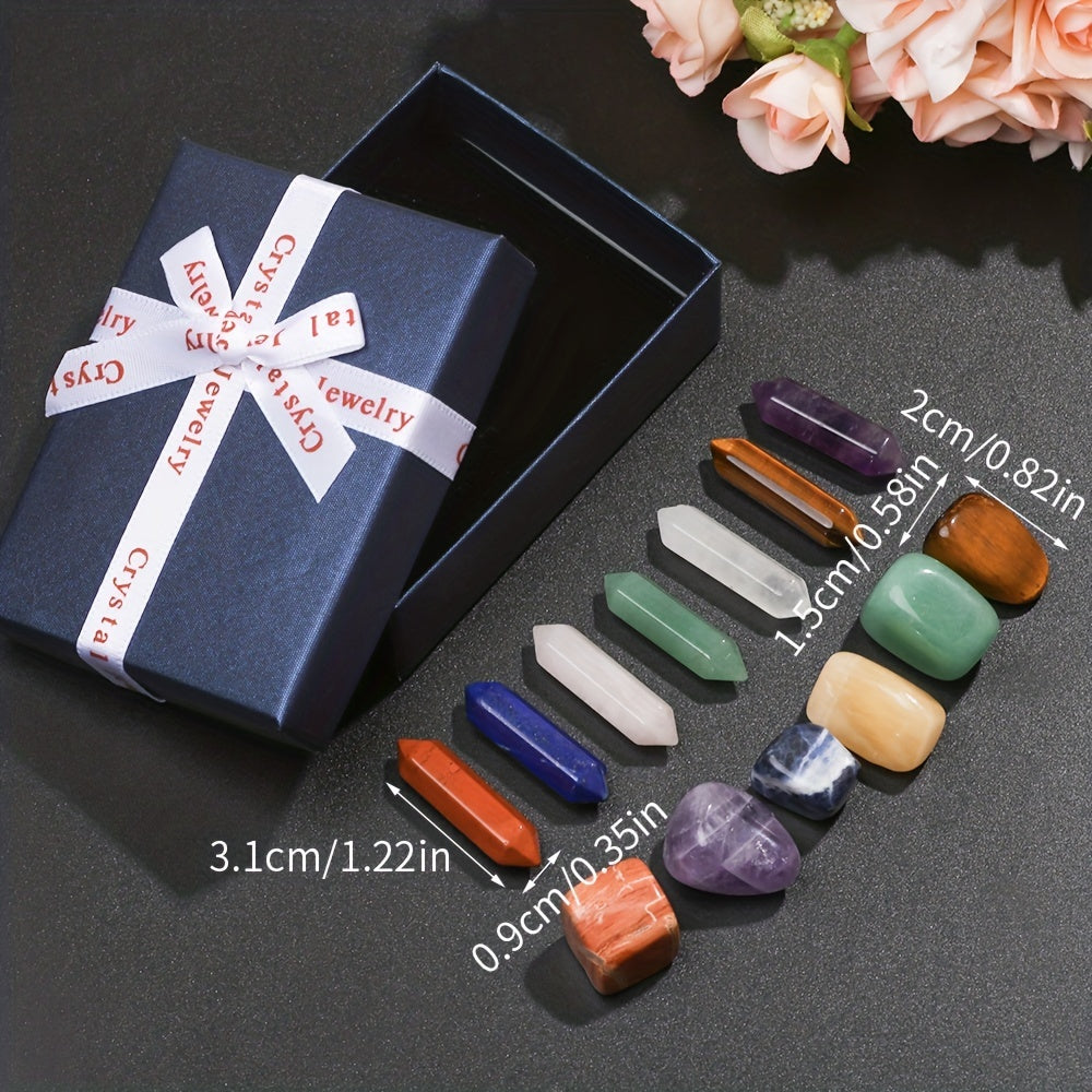 14Pcs Natural Pointed Quartz Crystal Chakra Stones Healing Crystals