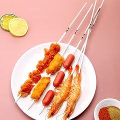 20pcs Stainless Steel BBQ Skewer Flat Stick for Outdoor Camping