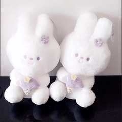 Adorable Rabbit Plush Toy with Flower & Ice Cone Soft Stuffed Animal