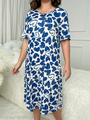  Heart Print Short Sleeve Nightdress