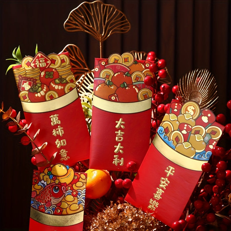 6 12pcs Dragon Year Red Envelope Cartoon 3D Lucky Universal Red Envelope
