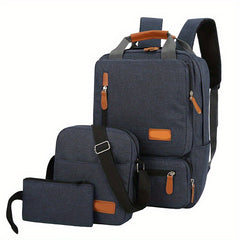 3Pcs Laptop Backpack Set Functional Travel School Bag With Crossbody Bag