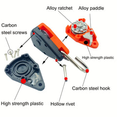 Camping Tent Tie Down Rope Tightener Fastening Pulley Ratchet