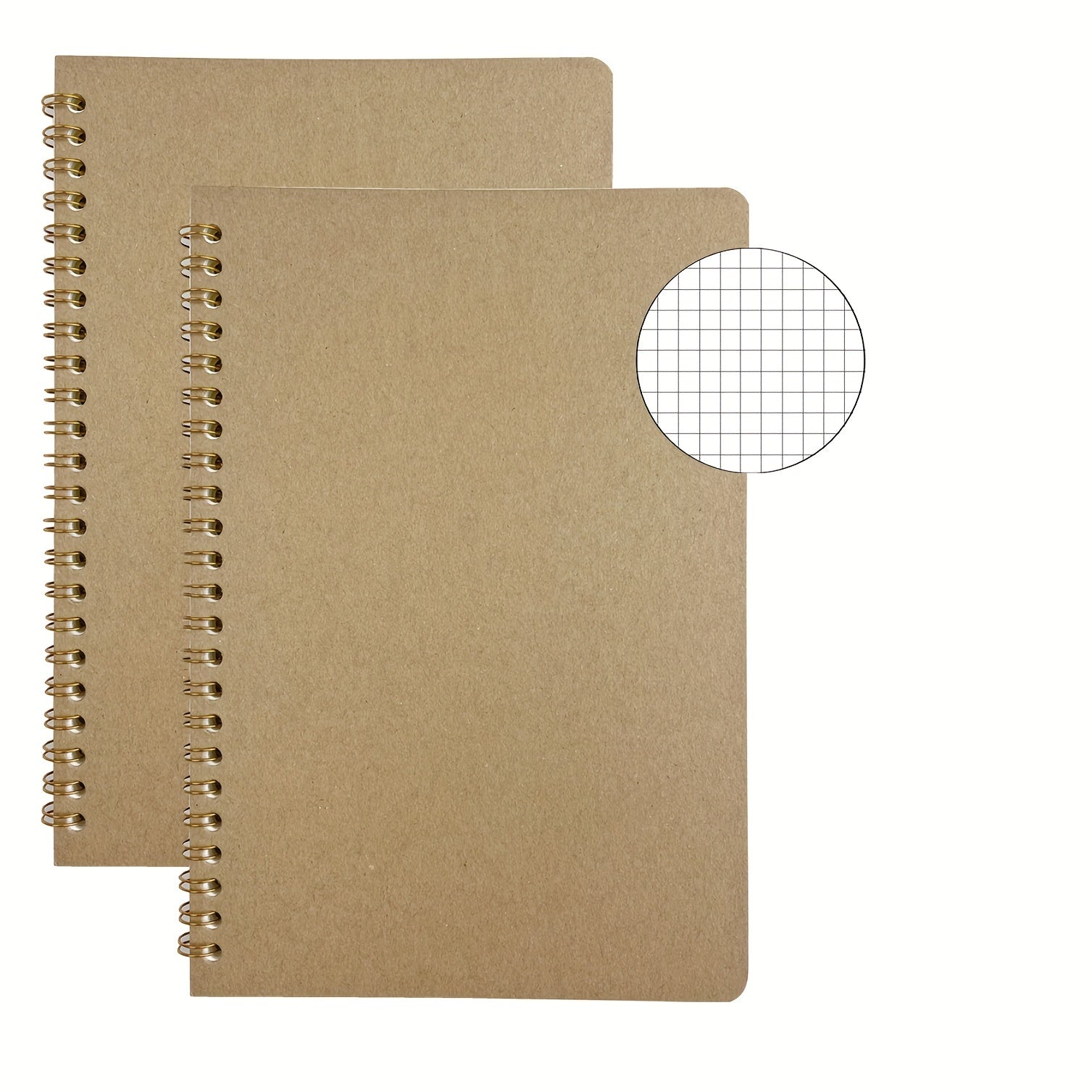 2pcs A5 Graph Paper Spiral Notebook Hard Cover 100 Pages 100g Acid Paper