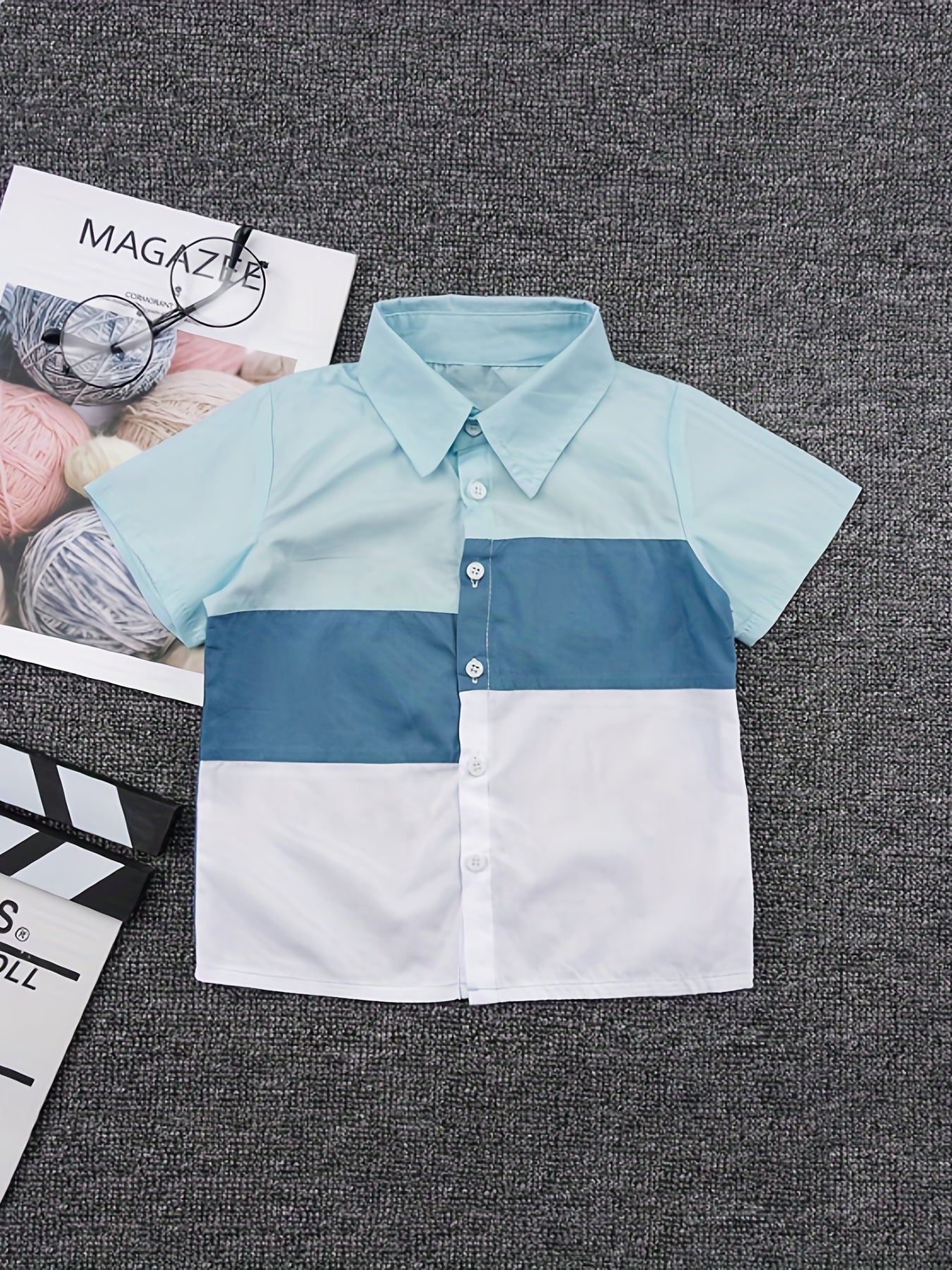 Boys Asymmetrical Block Top Non Stretch Shirt
