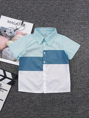 Boys Asymmetrical Block Top Non Stretch Shirt