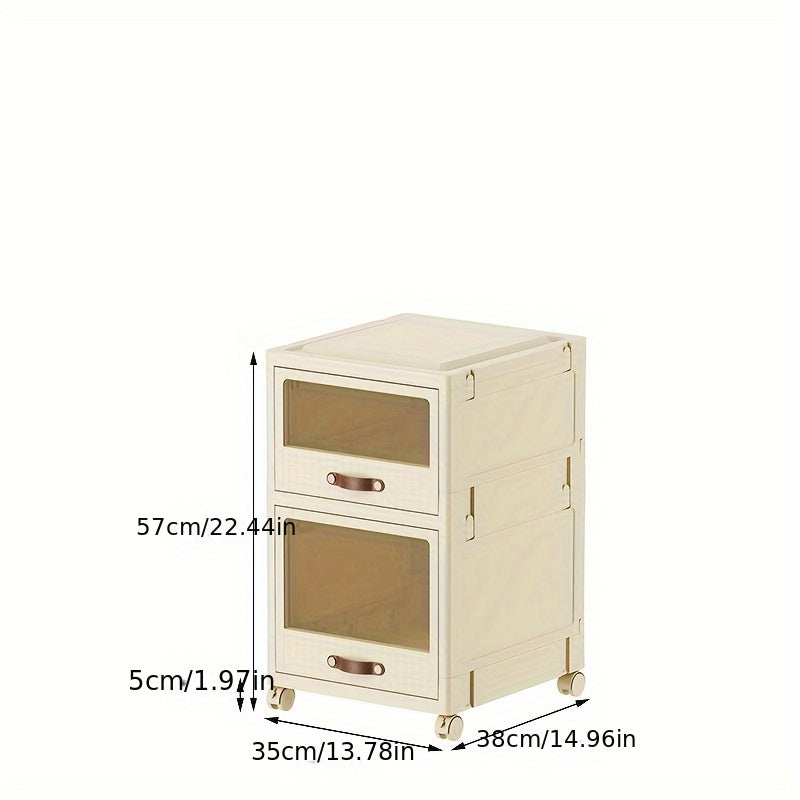 1pc Stackable Storage Cabinet Folding Drawer Locker Storage Cabinet