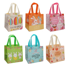 6PCS Easter Gift Bags Reusable Tote Bags Grocery Shopping Bunny Egg Totes