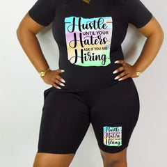  Slogan Print Two Piece Set