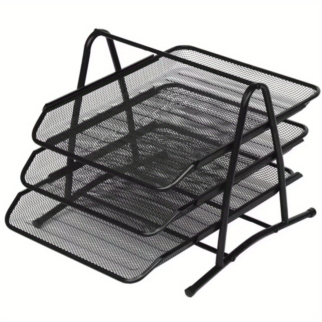 Three-Layer Metal File Folder Storage Box A4 Size