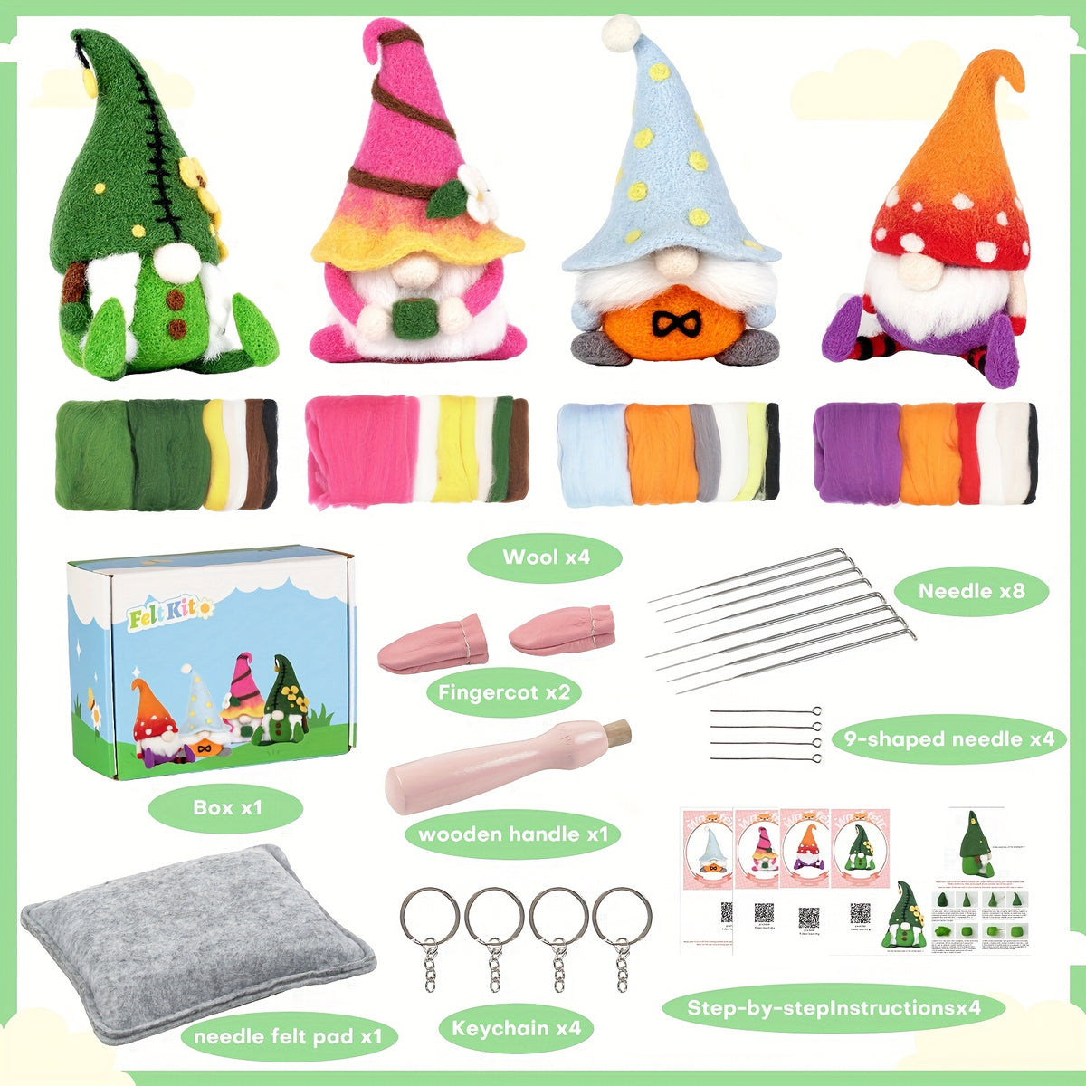 Needle Felting Kit for Doll Making DIY Decoration Dwarf Set