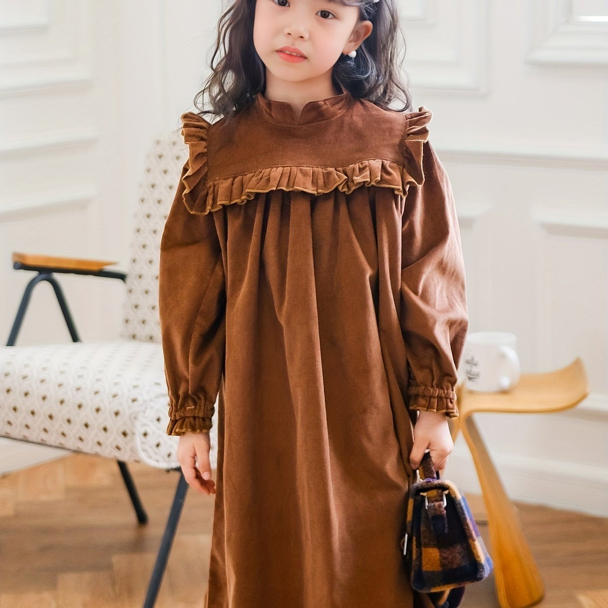 Girl's Stylish Cotton Long Sleeve Princess Dress