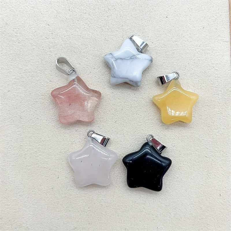 Natural Crystal Star Pendant Healing Gemstone Men