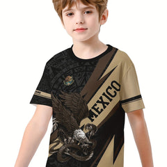 MEXICO Eagle 3D Print Children's Vitality T Shirt Boys Summer Sports Lightweight