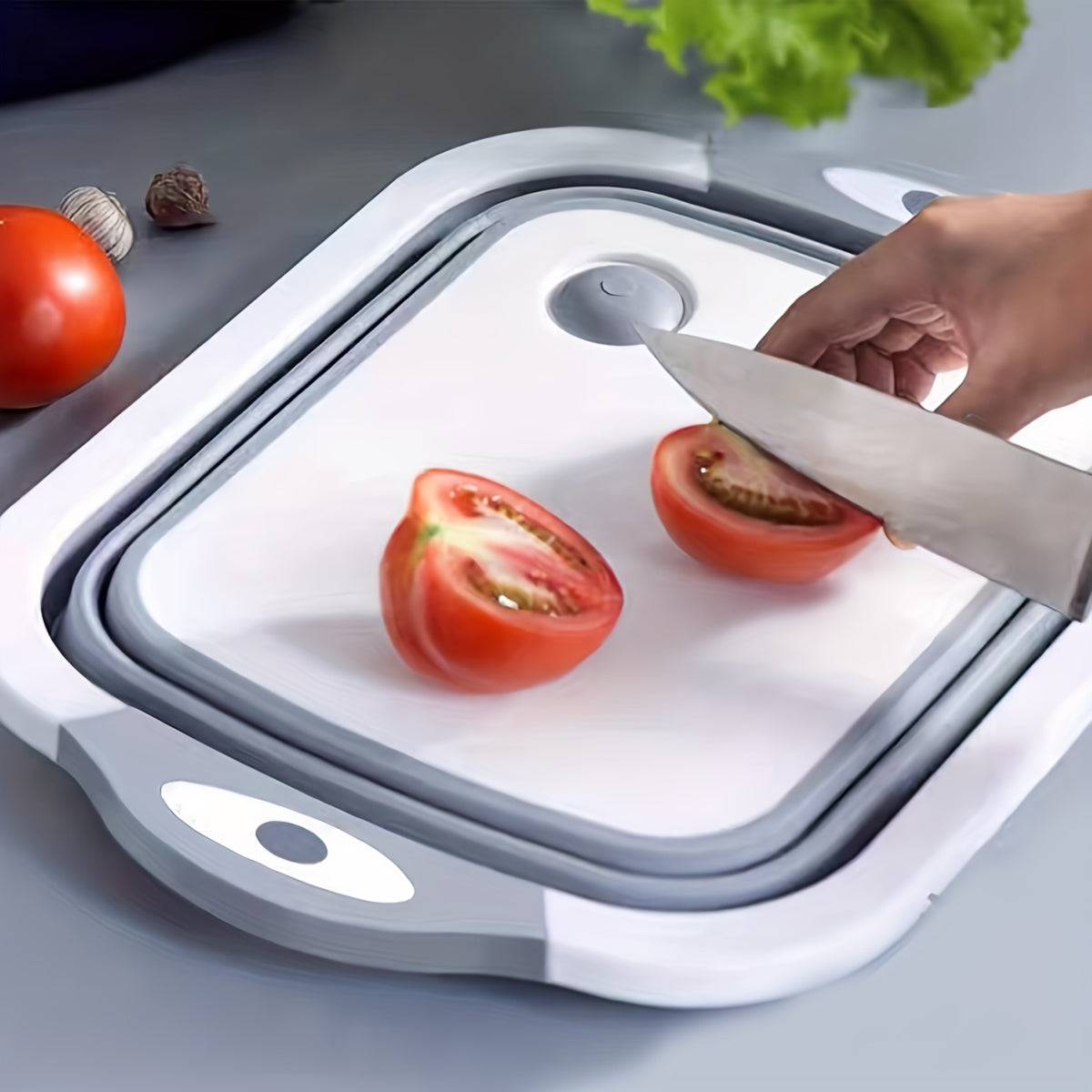 Folding Cutting Board with Sink Drain Basket