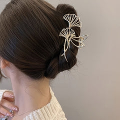 Golden Hair Claw Clip Ginkgo Leaf Strong Hold Grip Hair Jaw Clip