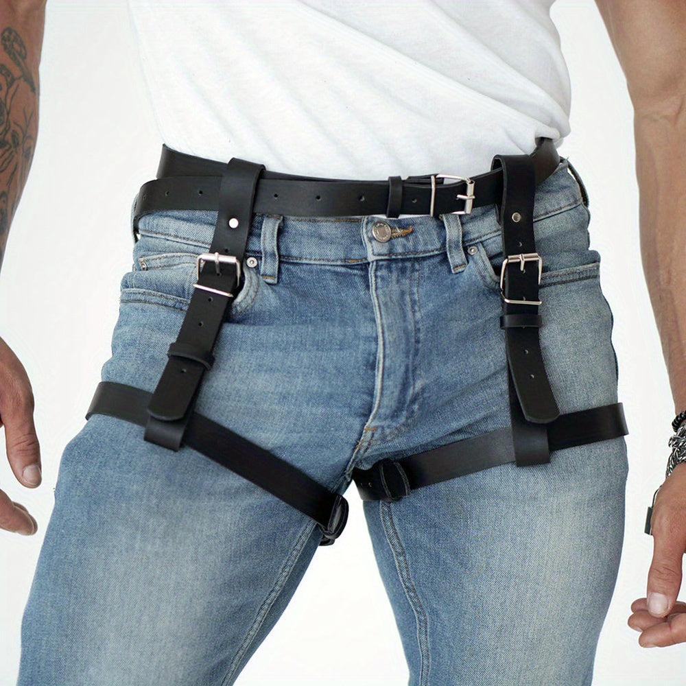 PU Leather Garter Men's Belt for Party Costume