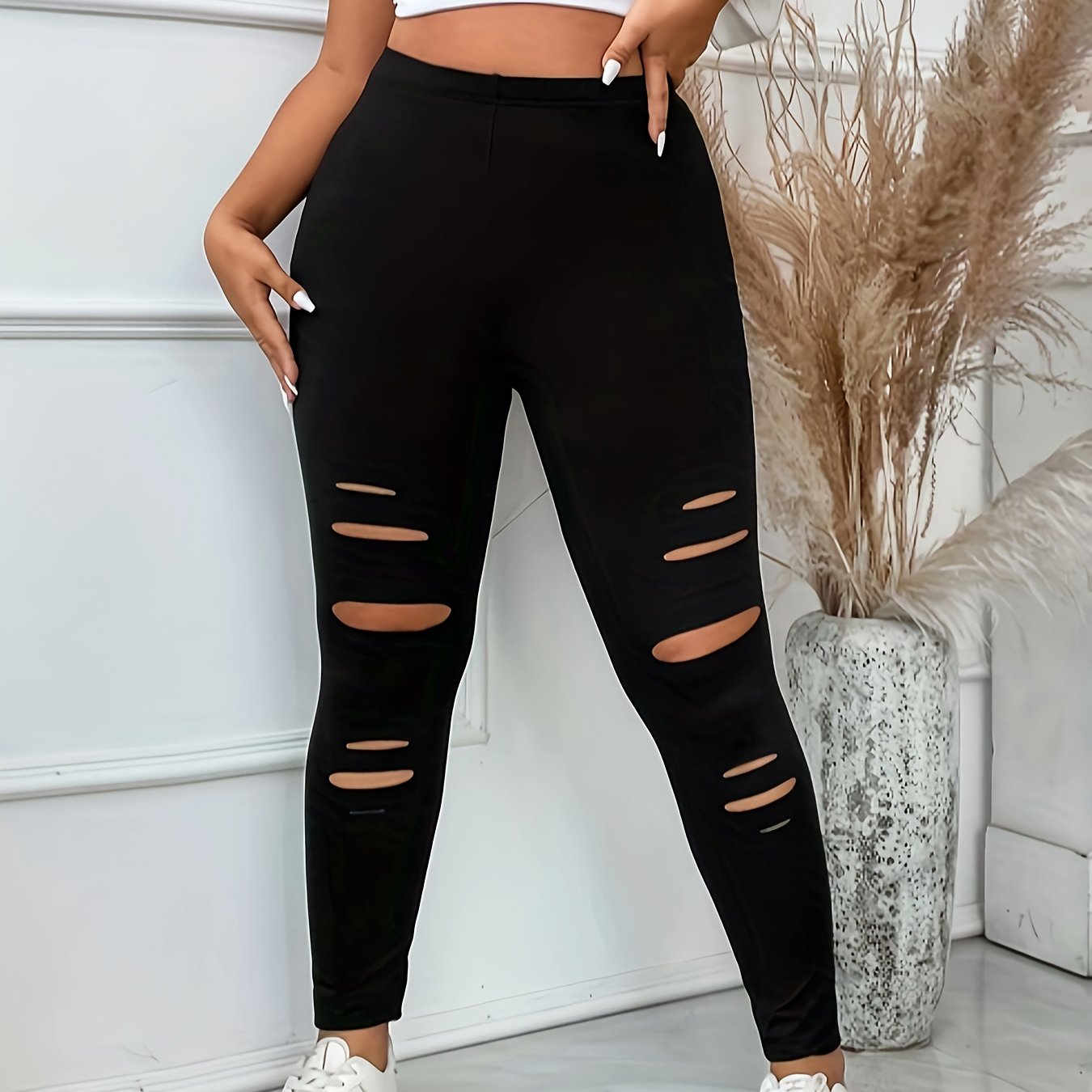  Sexy Sporty Ripped High Rise Leggings
