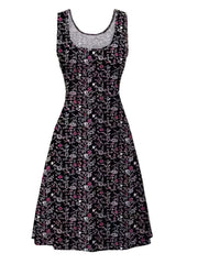  Tank Dress Women's Plus Floral Print Round Neck Sleeveless Midi Dress