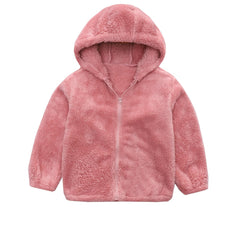 Girls Fleece Hooded Zipper Jacket Winter Outerwear